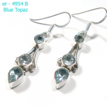 Pure silver blue topaz high fashion earrings jewellery